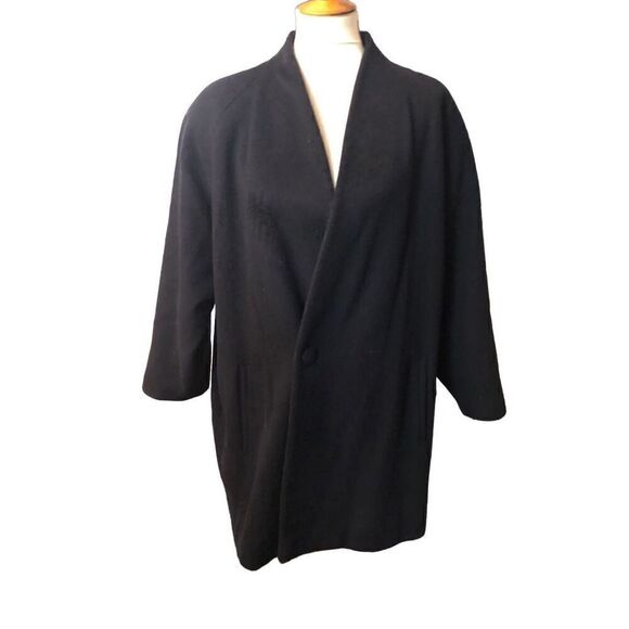 Anne Klein wool black fully lined single breasted vintage pea coat size 2X - Picture 3 of 12